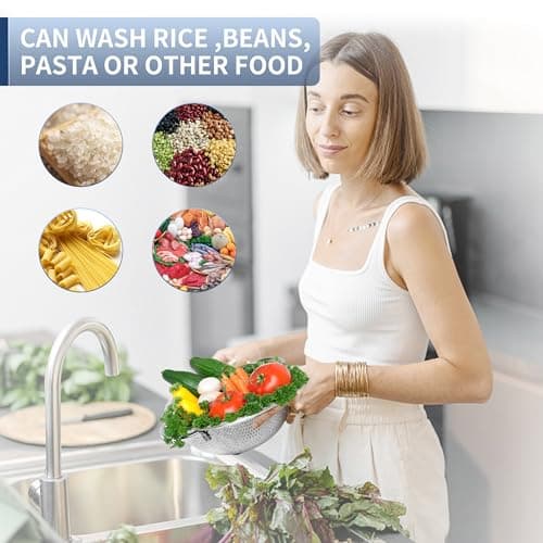 Gulex Colander Stainless Steel 3-Quart, Metal Strainer with Base, Strainer for Kitchen Food, Dishwasher Safe 7