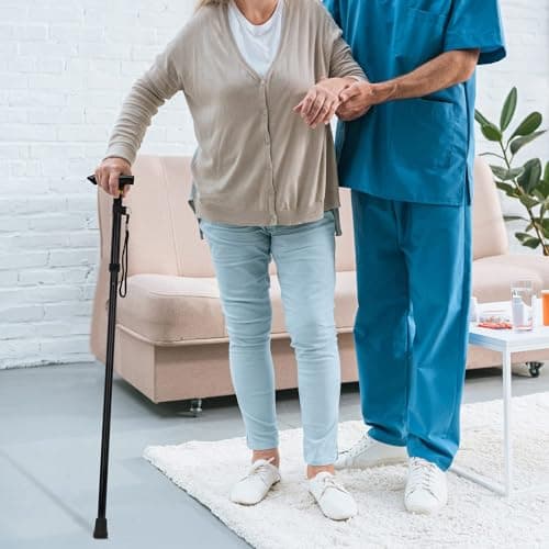 supregear Folding Cane, 5-Level Adjustable Height Walking Stick Lightweight Collapsible Portable Travel Cane with Wrist Strap and T Handle for Elderly Disabled Men Women, Black 7