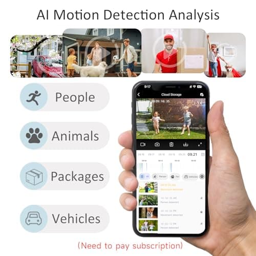 2.4G/5G WiFi Security Cameras Wireless Outdoor, 2K Home Security Camera with AI Motion Detection, Color Night Vision, IP66 Waterproof, 2-Way Audio, Siren, SD/Cloud, Works w/Alexa&Google Assistant 6