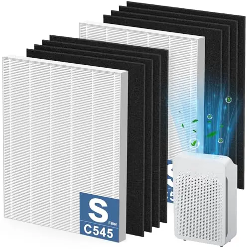 2 Pack C545 HEPA Replacement Filter S Compatible with Winix C545 Air Purifier, Replaces Part 1712-0096-00 and 2522-0058-00, 2 HEPA Filter + 8 Activated Carbon Filters