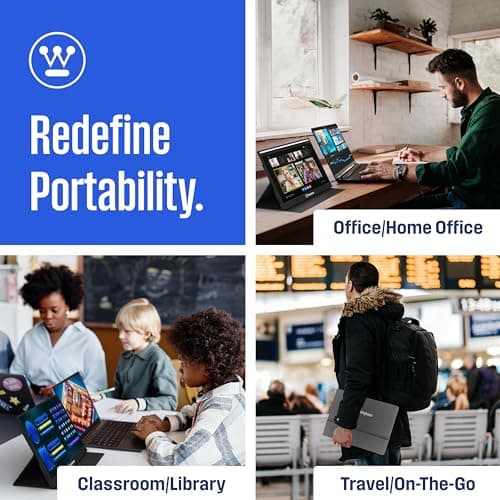 Westinghouse 15.6 Inch Portable Monitor for Laptop & Travel, 1080p, 60Hz, IPS Display, Full HD Screen with Magnetic Protective Cover, Built in Speakers, 1x Mini HDMI, 1x USB Type-C 4