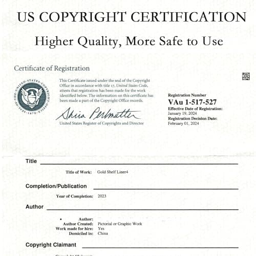 Shelf Liner for Kitchen Cabinets Non Adhesive Drawer Liner Non-Slip Thickened Shelf Liner Paper Strong Easy to Clean for Tool Box Refrigerator with Knife and Tape Measure, Gold Arrow, 11.8 x 118 in 8