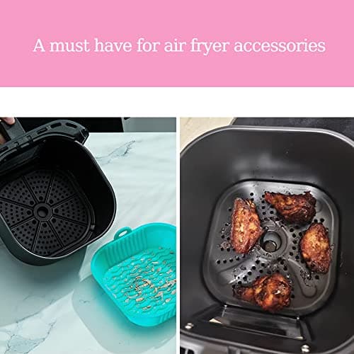Air Fryer Silicone Liners 9 inch for 5 to 9 QT, 4 Pack Reusable Square Airfryer Basket Bowl Tray Insert Deep Fryer Parts&Accessories (4, 9 inch) 5