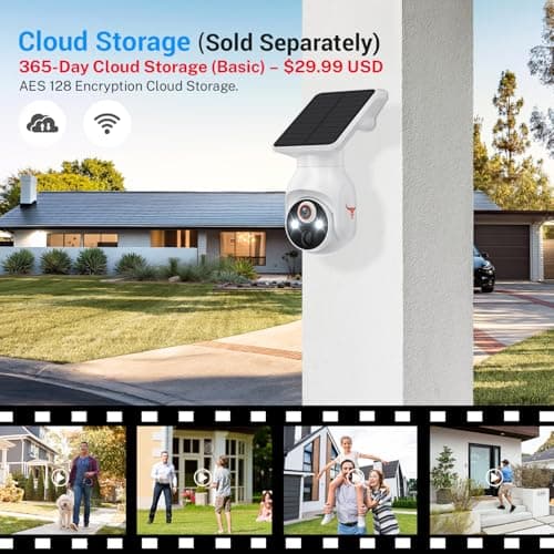 1080p Security Camera Wireless with Solar Panel, AI Human Detection, 2-Way Audio, Color Night Vision, 2.4G WiFi Only, Cloud Storage (Sold Separately), Indoor/Outdoor Surveillance Bullet Cam (WiFi) 6