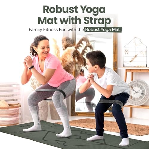 Robust Non-Slip Yoga Mat with Strap, TPE Eco-Friendly Workout Mat for Yoga with Position Lines and Texture Surface, Gym Mat for Women Men, Pilates and Exercises Anti Tear Sweat Proof Exercise Mat 6