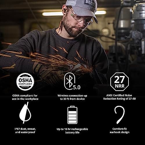 ISOtunes PRO 2.0 Bluetooth Earplug Headphones, 27 dB Noise Reduction Rating, 16+ Hour Battery, IP67 Durability, Noise Cancelling Mic, OSHA Compliant Professional Hearing Protector (Safety Orange) 4