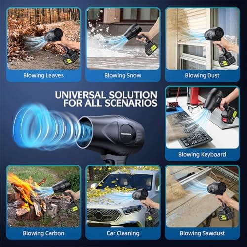 YUQUESEN 980,000 RPM Cordless Leaf Blower - 21V Electric Handheld Leaf Blower with 2×4.0Ah Batteries & Fast Charger - Lightweight for Patio, Lawn, Yard, Deck Cleaning - Light Black 7