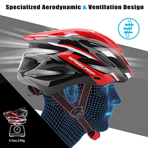 Basecamp Bike Helmet for Men Women with LED Safety Light Removable Sun Visor Lightweight Bicycle Helmet Adjustable Breathable Mountain & Road Cycling Helmets for Adult (BC-10) 8