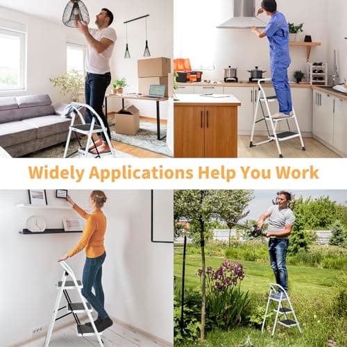 Winado 3 Step Ladder, Folding Step Stool with Wide Anti-Slip Pedal, Lightweight Convenient Handgrip Sturdy Steel Ladder, Portable Steel Step Stool 330 LB Capacity 8