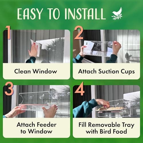 Window Bird Feeder by Nature’s Hangout - Award-Winning Clear Acrylic Bird Feeders for Outdoors, No Assembly, Strong Suction Cups, Bird Watching for Cats, Easy-to-Clean Birdhouse 5