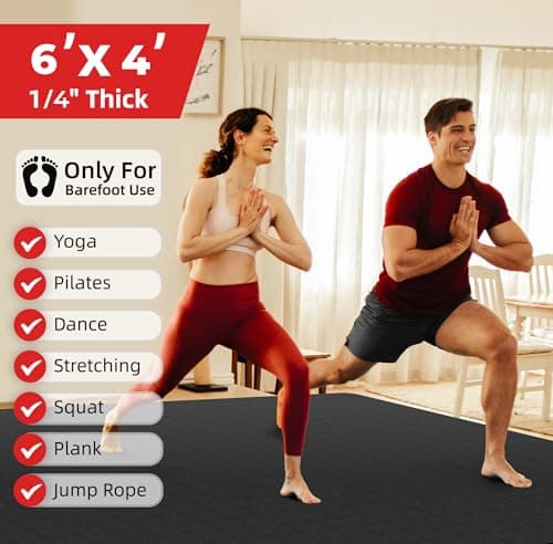 GymCope Extra Large Yoga Mat – 72"x48" or 78"x57", Non-Slip TPE Exercise Mat for Women & Men, Available in 1/4" to 1/2" Thickness, for Home Gym, Yoga, Pilates & Barefoot Workouts, with Towel, Straps & Carry Bag 8