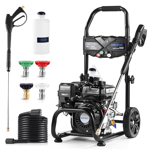 Gas Pressure Washer, 3500 PSI and 2.3 GPM High Pressure Cleaning Machine with 4 Quick Connect Nozzles & Foam Cannon, Portable Pressure Washer for Cars, Fences, Driveways, Patios, Home Cleaning