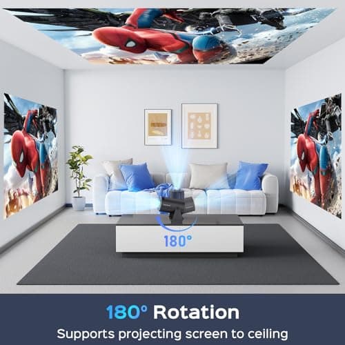 Mini Projector With WiFi and Bluetooth, 180 Rotatable Portable, 150" Smart With Android TV 11, 1080P Support Decoding Projectors 4K, 2.4G/5G WiFi6, Auto Keystone for Home Outdoor Proyector, Iron Grey 6