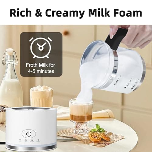 Electric Milk Frother, 4 in 1 Milk Frother and Steamer, Milk Steamer,16.9OZ/500ml Automatic Warm and Cold Foam Maker for Coffee,Latte, Cappuccino, Macchiato, Hot Chocolate, Dishwasher Safe (White) 2