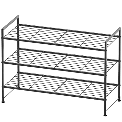 Simple Houseware 3-Tier Stackable Shoes Rack Storage Shelf, Black