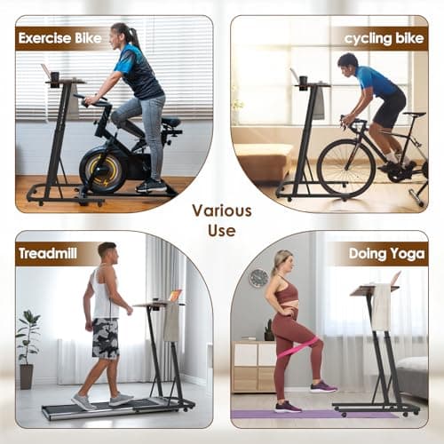 Semohop Treadmill Desk with Wheels,Small Portable Walking Pad Desk,Mobile Bike Trainer Table,Rolling Table Adjustable Height for Laptop,Indoor Cycling Trainer Stand,Bedside Table 6