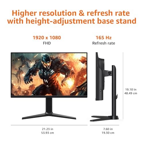 Amazon Basics 24 Inch (23.8 inch viewable) Gaming Monitor, FHD 1080P, 165Hz, VESA Compatible, Adaptive sync, 1ms Response, Black 5