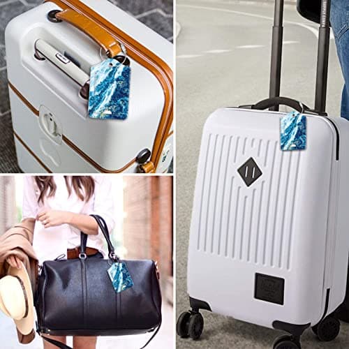 Fintie Luggage Tags, Privacy Cover ID Label with Stainless Steel Loop and Address Card for Travel Bag Suitcase - Sandy Wave (2 Piece) 6
