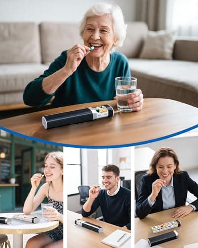 Betife Travel Pill Organizer Weekly 7 Day, Compact Daily Pill Box, Portable Medicine Case, Cute Pill Holder for Vitamins Supplements, Drawer-Shaped Pills Organizer (Black) 8