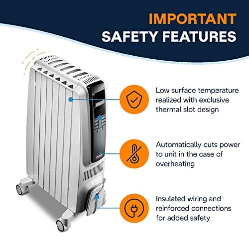 De'Longhi Dragon Digital Oil Filled Radiator Heater, 1500W Electric Space Heater for indoor use, programmable timer, Energy Saving, full room heater with safety features TRD40615E 5