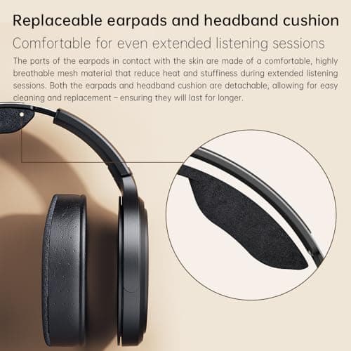 FiiO JT7 Over-Ear Planar Magnetic Headphones, 95x86mm Planar Driver, 3µm Ultra-Thin Diaphragm, Foldable Lightweight Design, Detachable 4.4mm/3.5mm Cable for Audiophiles (Black) 6