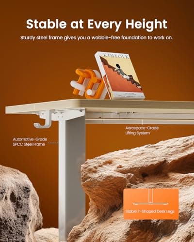 ErGear Height Adjustable Electric Standing Desk, 55 x 28 Inches Sit Stand up Desk, Memory Computer Home Office Desk, Natural 5