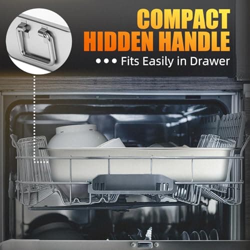 Stainless Steel Turkey Roasting Pan with Rack & Handles, Heavy Duty Food-Safe Turkey Pan Dishwasher Safe, Perfect for Cooking Turkey and Steak for Thanksgiving and Christmas (Standard) 5