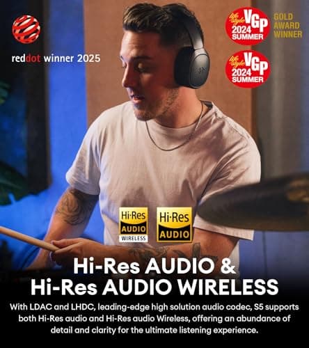 Edifier STAX Spirit S5 Wireless Planar Magnetic Headphones, Snapdragon Sound, aptX Adaptive, Hi-Res Audio (LDAC LHDC), Bluetooth 5.4, Dual-Mic CVC Tech, 80H Playback & Fast Charging for Audiophiles 5