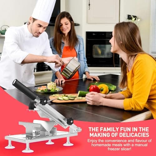 Manual Frozen Meat Slicer, Upgraded Stainless Steel Meat Cutter for Beef Mutton Bacon Home Food Slicing Machine for Hot Pot BBQ sandwiches pizza 8