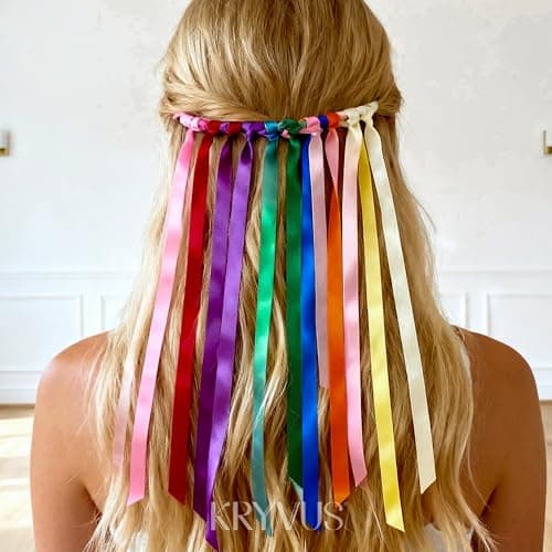 Kryvus Rainbow Satin Ribbon Set – 20 Colors, 3/8" x 5 Yards Each, 100 Yards Total, Double-Faced Colorful Satin Ribbons for Gift Wrapping, Hair Bows, Wedding & Party Decorations, DIY Crafts 8
