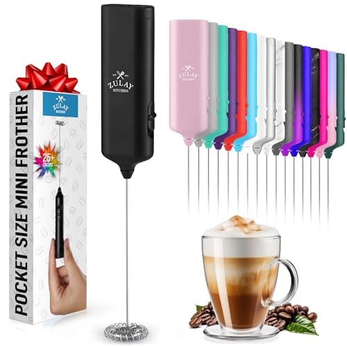 Mini & Mighty Milk Frother Wand – Powerful Handheld Coffee Frother, Battery Operated Drink Mixer – Compact Pocket Size – Detachable Whisk for Latte, Cappuccino, Matcha, Hot Chocolate – Black