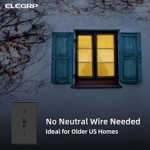 ELEGRP Digital Toggle Dimmer Switch for Dimmable LED, CFL and Incandescent Light Bulbs, Single Pole or 3-Way Toggle LED Dimmer Light Switch, Wall Plate Included, UL Listed, 6 Pack, Black 4