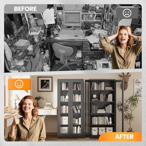 AFAIF Locking Display Cabinet with Glass Door, 71”H Metal Curio Cabinets with Adjustable Shelves, Black Liquor Caninet Display Case for Living Room, Collectibles, Clinic, Home - Assembly Required 9