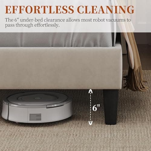 Yaheetech Queen Bed Frame with USB Charging Station and Storage Shelf/Upholstered Headboard Platform Bed with Wing Side/Wooden Slats Support/Noise Free/No Box Spring Needed/Easy Assembly, Beige 6