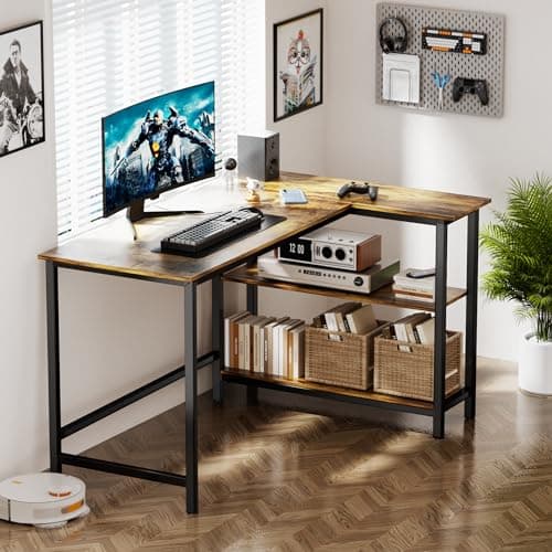 WOODYNLUX L Shaped Desk - 39" Home Office Computer Desk with Shelf, Gaming Desk Corner Table for Work, Writing and Study, Space-Saving, Rustic Brown 6