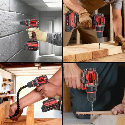 21V Brushless Cordless Drill Set, PowerDrill with 2.0Ah Battery and Charger, 575 Inch Pounds, 3/8" Metal Keyless Chuck ElectricDrill, Compact Design, 25+1Position, 87Pcs Accessories, Gifts for Dad Men 7