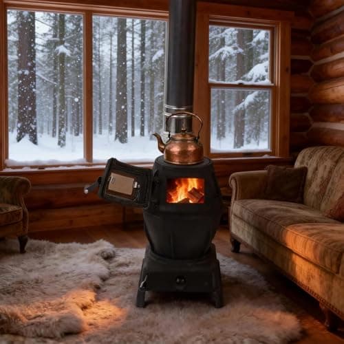 ZHISHUSAI - Thickened Cast Iron Heating Stove, Portable Cast Iron Wood Burning Camp Stove Indoor & Outdoor Heating with Smoke Pipe for Cabin, Tent, Villa, Camping, Cooking Stove,Emergency, Rural Use 6