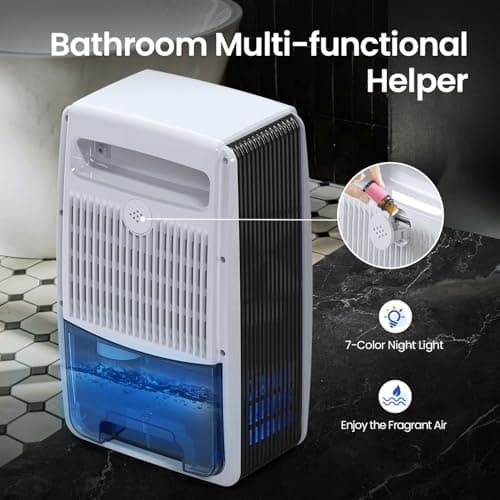 LasVacde Dehumidifier for Bathroom with Drain Hose, 95 OZ Dehumidifiers for Home Bedroom Basement & RV，Auto Shut-off 8