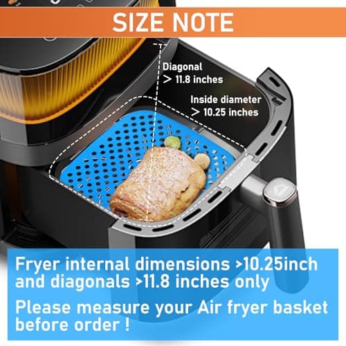 Upgraded Air Fryer Replacement tray with silicone liner set for Chefman TurboTouch Easy View Air Fryer 8 QT - Food Grade Non-Stick Air fryer Grill Pan With Rubber Bumpers,Dishwashers 2
