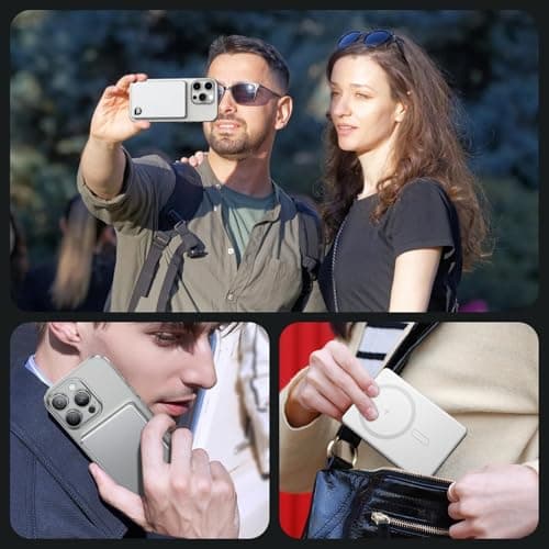 Zoklze Power Bank,0.3" Ultra Slim 5000mAh Magnetic Wireless Portable Charger,with USB-C Cable Digital Display,Metal Fast Charger Battery Pack for iPhone 16/15/14/13/12 Series, Samsung Android(Silver) 6