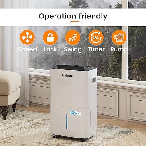 Fehom 150 Pints Dehumidifier with Pump Most Efficient Energy Star - 7,000 Sq. Ft. Dehumidifier for Basement with Drain Hose and 1.85 Gal Water Tank, Dehumidifiers for Large Room(JD026L-150PM) 6
