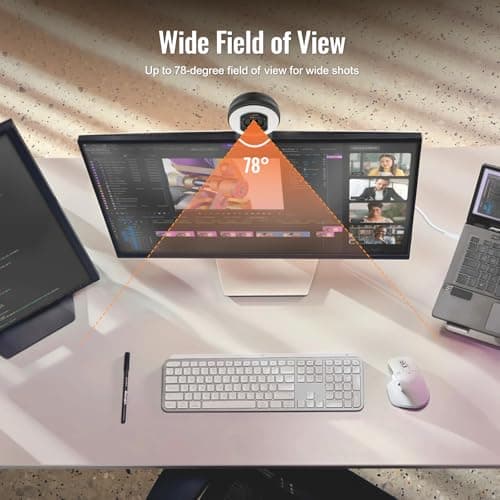 Angetube 4K Webcam with Light for PC: UHD 4K, TOF Auto Focus, Dual AI Noise-Cancelling Mics, 1080p@60FPS, USB Streaming Webcam w/Privacy Cover for Laptop/Mac/Desktop/PC Work w/Zoom/Teams/Google Meet 7