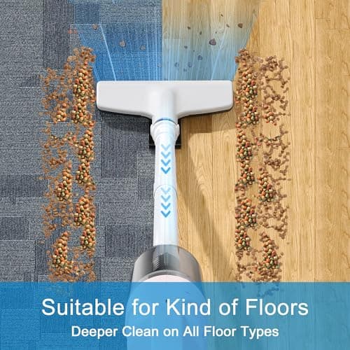 SIPPON 6-in-1 Lightweight Stick Vacuum Cleaner with 100W Powerful Motor, Mini Portable Household Handheld Vacuum Cleaner for Domestic Hard Floors, Carpets and Pet Hair(Pink Cordless with Plug) 5