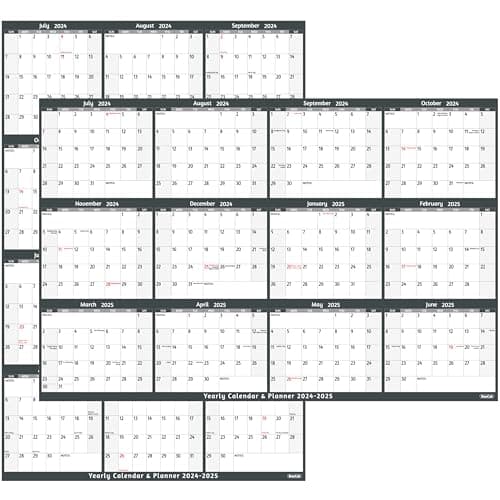 2024-2025 Dry Erase Calendar – Large Yearly Wall calendar, 38.2'' x 25.2'', 2-Side Reversible Calendar, Vertical/Horizontal, Jul.2024 – Jun.2025, Grey