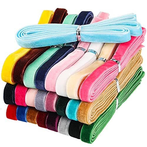 Syhood 60 Yards 3/8" Velvet Ribbon Assorted Colors Bulk for Gift Wrapping DIY Craft Hair Bow Tree Wreath Bows Door Garland Wedding Decor