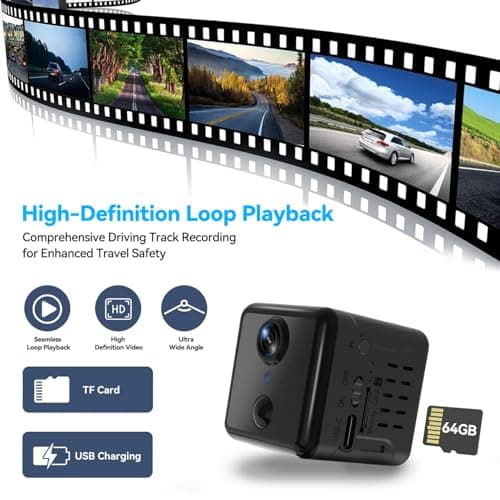 Wi-Fi Magnetic Wireless 2K HD Mini Camera, Hidden Security Camera with Night Vision, Motion Detection, Cloud Storage, 64GB SD Card, Compact Design, Indoor for Baby, Elder, Pet, Car Monitoring 5