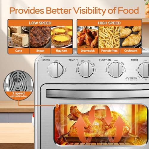 Geek Chef Air Fryer Toaster Oven Combo, 16QT 5-in-1 Toaster Ovens Countertop, Convection AirFryer with Bake, Air fryer & Toaster, Broil and Warm Functions, Stainless Steel Easy Oven for Wonder Meals 5