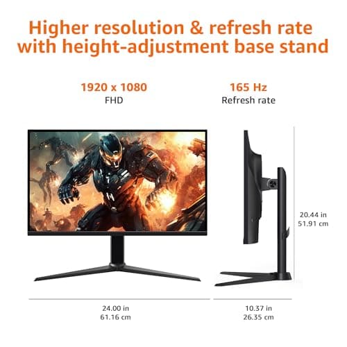 Amazon Basics 27 inch Gaming Monitor, FHD 1080P, 165Hz, VESA Compatible, Adaptive sync, 1ms Response, Black 5