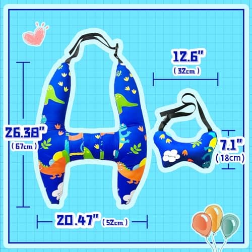 Ivtivfu H-Shape Car Seat Pillow for Kids (Blue Dinosaur), Kids Car Pillows for Sleeping, Child Car Sleeping Head Support, Travel Neck Rest Car Seat Pillow for Children Sleeping 6