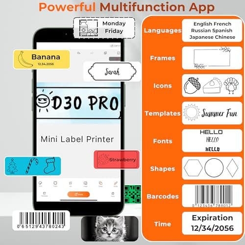 Aiyin D30 PRO, Label Maker Machine with Tape, HD Label Maker for Home, Office, and School, Wireless with Blueooth, Thermal Sticker Maker, Inkless and Smart Phone App - Supports iOS and Andriod 6